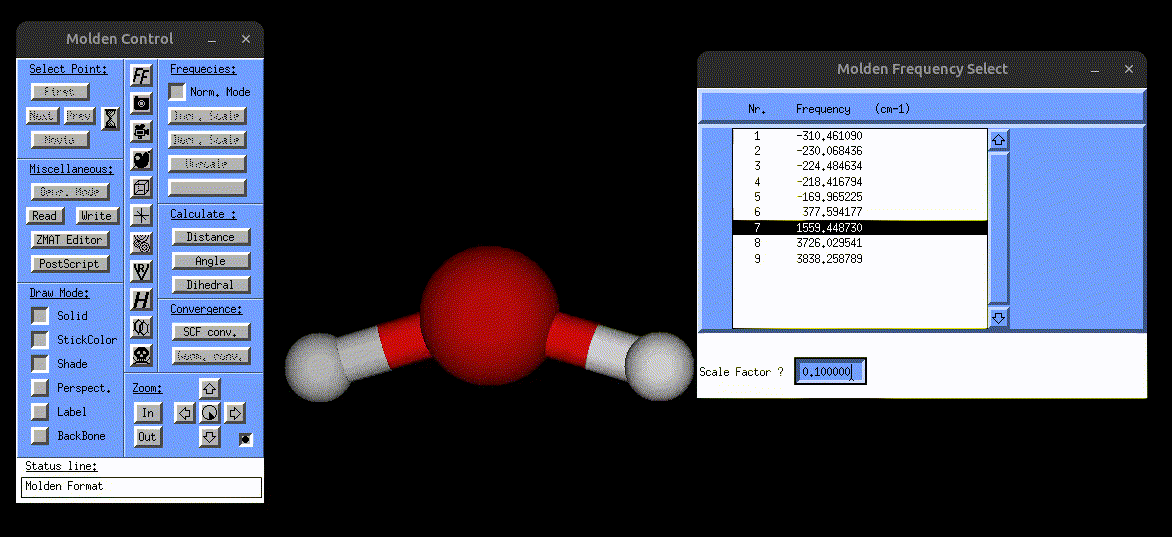 Vibrational mode of water